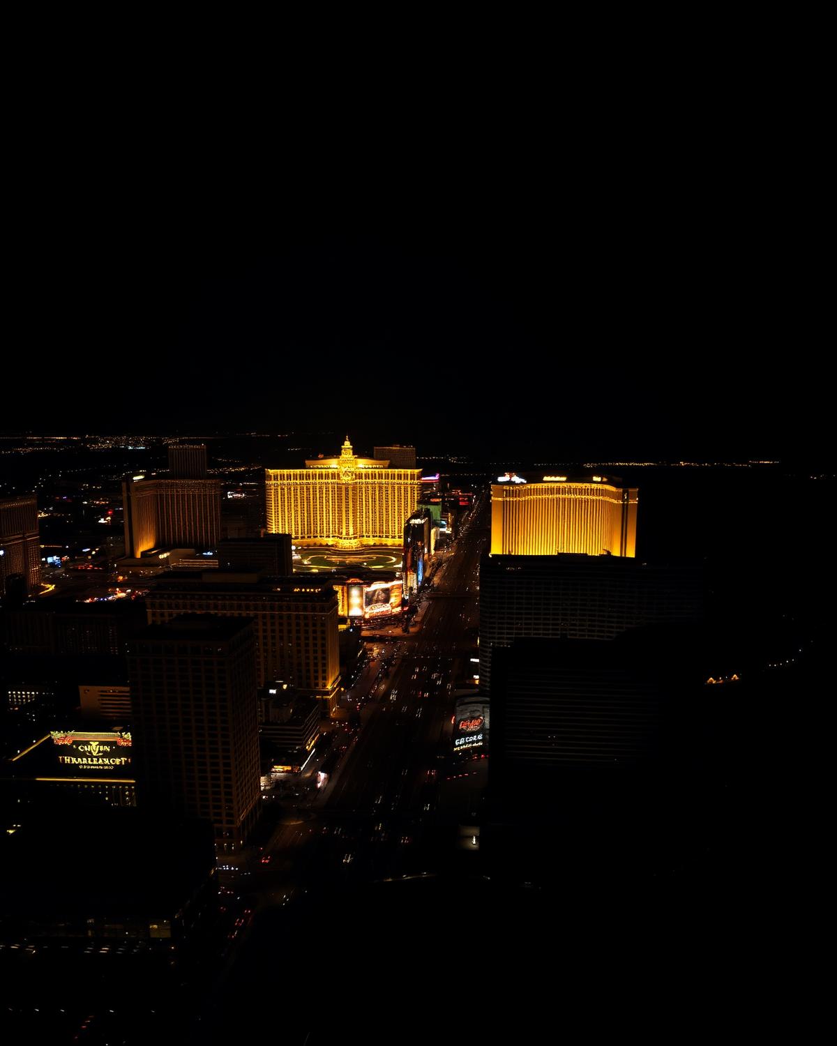 Las Vegas Strip glowing at night from above
